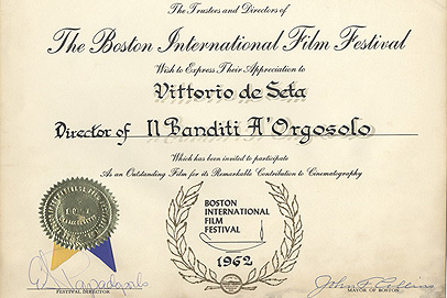Il Premio al Boston International Film Festival