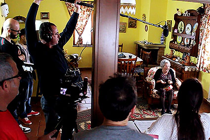 Alvaro Vitali, sul set di ''Buon lavoro''