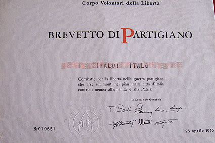 Brevetto di Partigiano